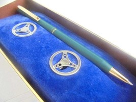 SHEAFFER 264 MEDIUM green ball pen set with cufflinks in stainless steel... - $25.00