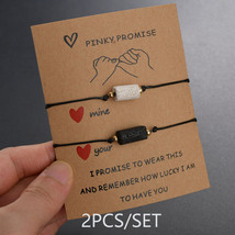 New DIY Charm Bracelet For Friendship Couples 2pcs/set Volcanic stone bracelet B - £9.79 GBP