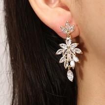 Cubic Zirconia Marquise Earrings | Bridal Wedding Floral Drop Dangle Ear... - £35.16 GBP