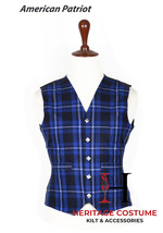 American patriot Tartan Kilt Vest For Men Scottish Kilt Waistcoat 5 Button Vest  - £30.63 GBP