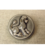 Vintage Glazed Ceramic French Poodle Button Brooch - $656.35 MXN