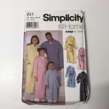 Simplicity 5931 Size XS-L XS-XL Child's Teens Adults' Robe Belt - $12.86