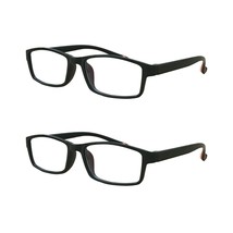 2 Packs Mens Womens Rectangle Frame Reading Glasses Classic Style Black Readers - £6.83 GBP