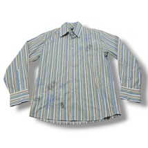YMLA Shirt Size Medium M Button Down Shirt Long Sleeve Floral Embroidery... - £27.90 GBP