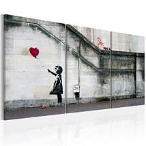 Tiptophomedecor Stretched Canvas Street Art - Banksy: Girl With Red Balloon 3 Pi - $113.99