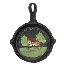 Vtg Miniature Amish Cast Iron Souvenir Skillet He Careth For You God Religious - £17.57 GBP