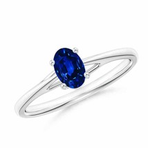 ANGARA Prong-Set Oval Sapphire Cathedral Solitaire Ring for Women in 14K Gold - £1,022.48 GBP