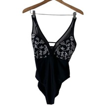 Lucky Brand Plunge Front One Piece Swimsuit Floral Embroidered Women Size S - £24.07 GBP