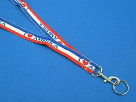 Patriotic - I Love America - Lanyard - Key Chain ID Ticket Badge Holder ... - £4.70 GBP
