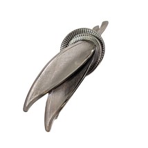 Brushed Bronze Tied Leaves Brooch Pin Silver Tone Stainless Steel Vintage 1970&#39;s - £13.76 GBP