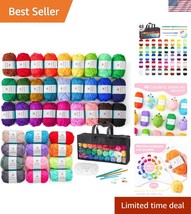 Comprehensive 48-Piece Acrylic Crochet Kit with Hooks, Needles &amp; Stitch ... - $40.50