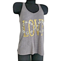 Gray Tank Top Womens Sz Medium Love Graphic with Floral Infinity Design - $6.79