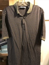 Slazenger Vintage Men’s M Gray Striped Short Sleeve 1/4 Button Cotton Polo Shirt - £19.00 GBP