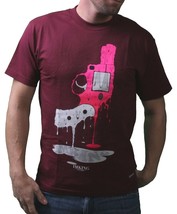 IN King Uomo Burgundy O Bianco Big Bang Fusione Revolver Pistola T-Shirt USA NW - £11.32 GBP