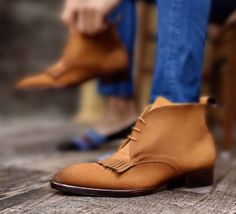 Handmade men&#39;s Bespoke Suede Leather lace up Chukka boots Camel Brown US... - £111.90 GBP
