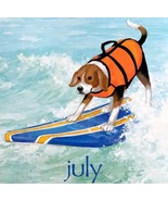 Beagle Surfing July Dog Days Poster Calendar 14 x 11&quot; Art Erica Leigh DW... - $40.83 CAD