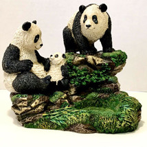 Vintage Panda Bear Family Resin Large Figurine Votive Candle Holder Home Décor - £23.93 GBP