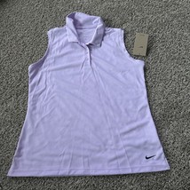 NIKE WOMEN&#39;S DRI FIT PERFORMANCE VICTORY SLEEVELESS GOLF POLO Medium Lav... - $24.99