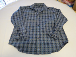 Mens Johnston &amp; Murphy J&amp;M long sleeve shirt plaid blues L casual EUC@ - £30.80 GBP