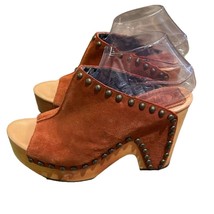 Dingo Rust Suede Studded Peace &amp; Love Platform Clog Shoes Womens Size 9 - £39.18 GBP