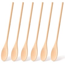 Long Handle Wooden Cooking Mixing Oval Spoons, 6Pcs 12 Inch Long Wooden Spoons W - £15.79 GBP