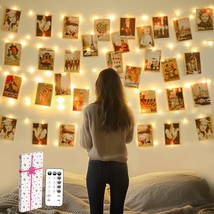 120 LED Photo Clips String Light with Remote 40FT Fairy Lights with 52 Clear Pic - $17.72