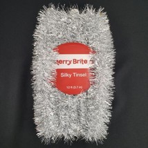 Merry Brite Silver Tinsel Garland 12 ft Silky Holiday Decor Christmas Crafts - £6.37 GBP