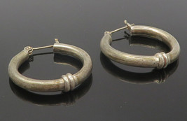 925 Sterling Silver - Vintage Hollow Wrapped Detail Round Hoop Earrings - EG5959 - £24.76 GBP