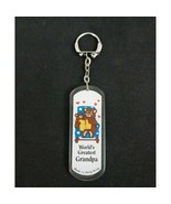Vintage World&#39;s Greatest Grandpa Teddy Bear Key chain Hong Kong - $6.44