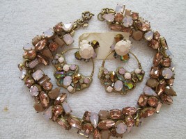 J Crew cluster multi-color 16&quot; necklace, + earrings, pinks, lavender, beautiful - $85.00