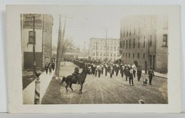 Rppc Parade of Men with Dog Leading the Way c1910 Real Photo Postcard N19 - £14.99 GBP