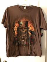 Halloween T Shirt  SKULL WITH HAT Men&#39;s  ACE OF SPADES  LARGE , XL MEDIUM - $18.99