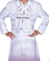 White Silver Girls Toddlers Mariachi Charro Outfit Mexico Folklorico Fie... - $84.15+