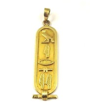 18k Yellow Gold Vintage Pendant With Egyptian Hieroglyphics - £315.74 GBP