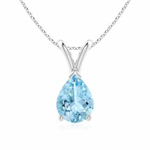 ANGARA 8x6mm Natural Aquamarine Solitaire Pendant Necklace in Silver for Women - £228.73 GBP+