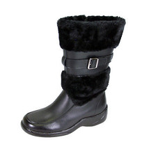 PEERAGE Tina Women Wide Width Wide Calf Winter Leather Boots with Fleece... - £103.74 GBP