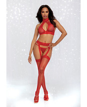 HALTER BRALETTE GARTER PANTYHOSE &amp; G-STRING BODYSTOCKING LINGERIE - £25.24 GBP