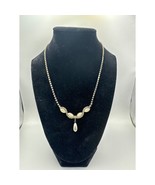 Vintage Rhinestone and Pearl Drop Necklace 16 inch - £17.14 GBP