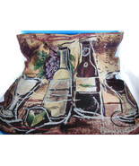 Tapestry Wall Hanging Wine Bottles &amp; Grapes 25&quot; X 25&quot; lined Nice colors - $13.85