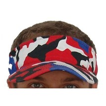 CamoSport Sun Visor Red White Blue Black Pattern - Adjustable - Brand New . - $10.60