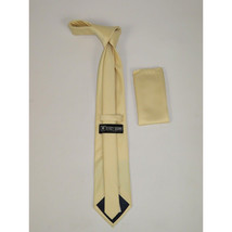 Men Stacy Adams Neck tie Hanky Set Business Formal Solid Color Satin S13 Beige image 4