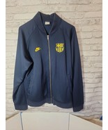 Nike L Mens Navy Blue Football Club Barcelona FCB Full Zip Jacket Large - $685.23 MXN
