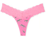 Victoria Secret Women&#39;s The Lacie Lace-Waist Cotton Pink Zebra Thong Pan... - $9.35
