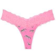 Victoria Secret Women&#39;s The Lacie Lace-Waist Cotton Pink Zebra Thong Panty - S - £7.33 GBP
