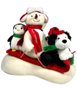 Hallmark 2007 Snow What Fun Sledders Animated Singing Snowman Dog Pengui... - $32.30
