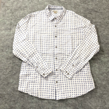 Carbon 2 Cobalt Mens Shirt Size Large White Checkered Casual Long Sleeve Button - £15.49 GBP
