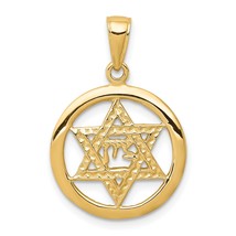 14K Yellow Gold Jewish Chai Star of David Pendant Jewerly 26.1mm x 18.6mm - £88.13 GBP