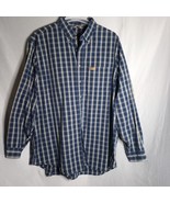 Carhartt Shirt Mens 56&quot; Chest Blue Plaid Rugged Thick Outdoor Workwear - $23.55