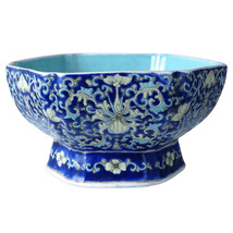 Antique Chinese Bowl Famille Rose Cobalt Blue Bats - $265.04