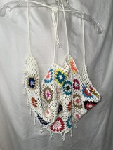 SHEIN White Crochet Halter Bikini Top-Beaded Size Small/4 - £13.15 GBP